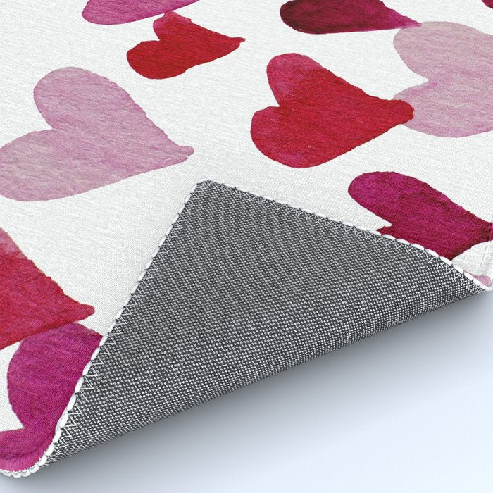 Valentine's Day Watercolor Hearts - pink Rug Gallery Image 4
