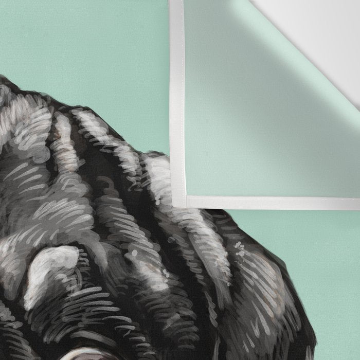Bubble Gum Black Pug in Green Wall Tapestry Gallery Image 3