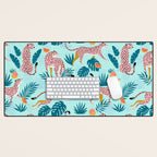 Cheetahs In The Grapefruit Grove, Tropical Jungle bohemian Wildlife, Tiger Wild Cat Nature Forest Desk Mat Gallery Image 1