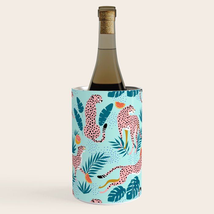 Cheetahs In The Grapefruit Grove, Tropical Jungle bohemian Wildlife, Tiger Wild Cat Nature Forest Wine Chiller Gallery Image 2