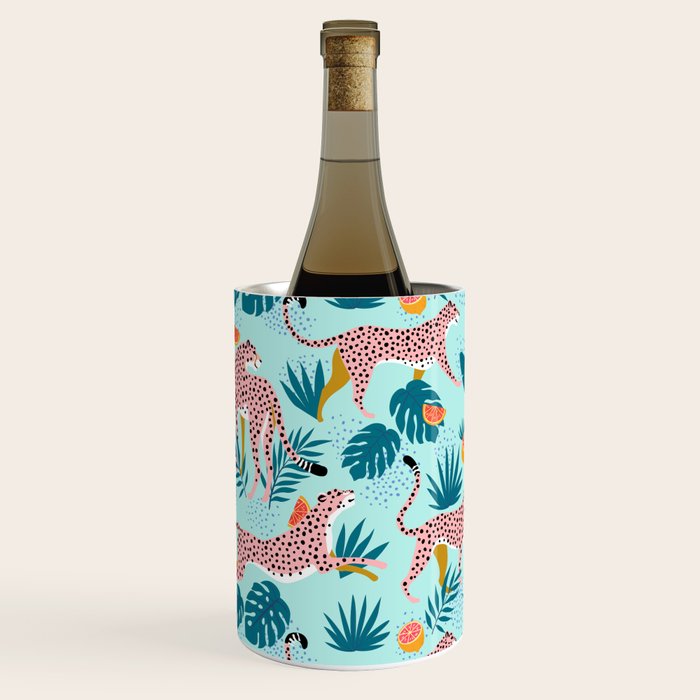 Cheetahs In The Grapefruit Grove, Tropical Jungle bohemian Wildlife, Tiger Wild Cat Nature Forest Wine Chiller Gallery Image 1
