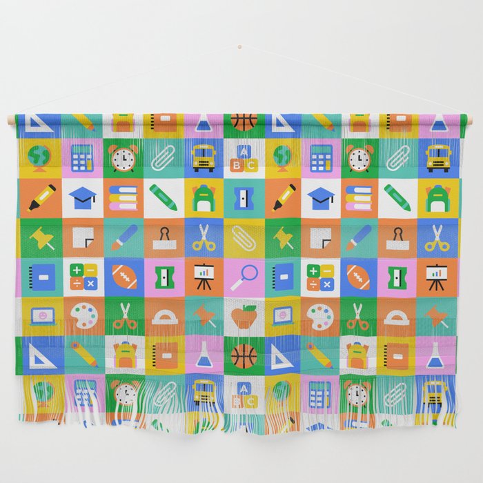 Fun colorful back to school mosaic pattern Wall Hanging Gallery Image 1
