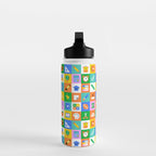 Fun colorful back to school mosaic pattern Water Bottle Gallery Image 3