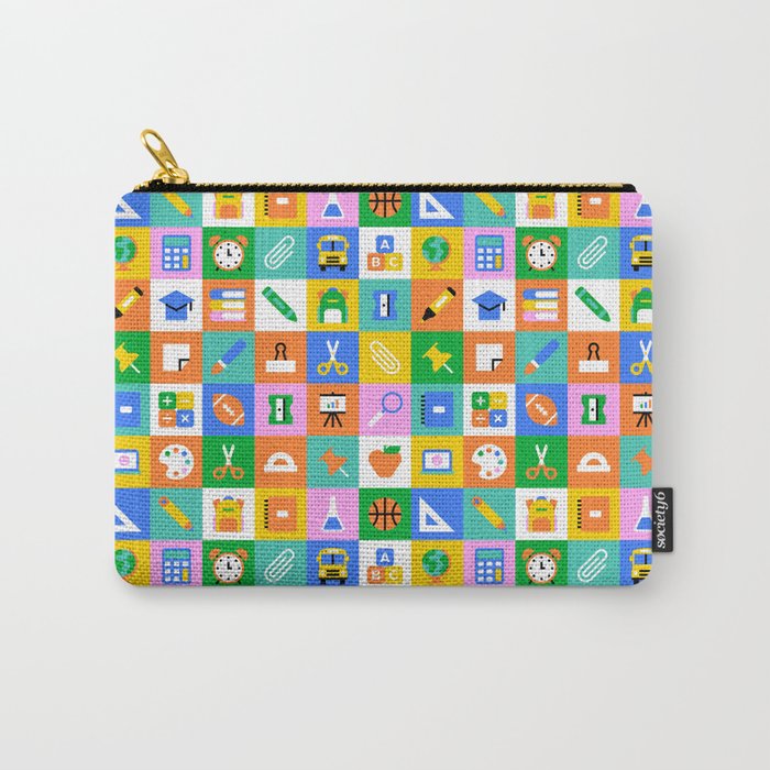 Fun colorful back to school mosaic pattern Carry All Pouch Gallery Image 1