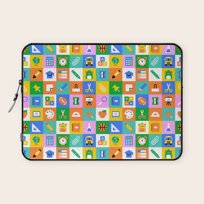 Fun colorful back to school mosaic pattern Laptop Sleeve Gallery Image 1