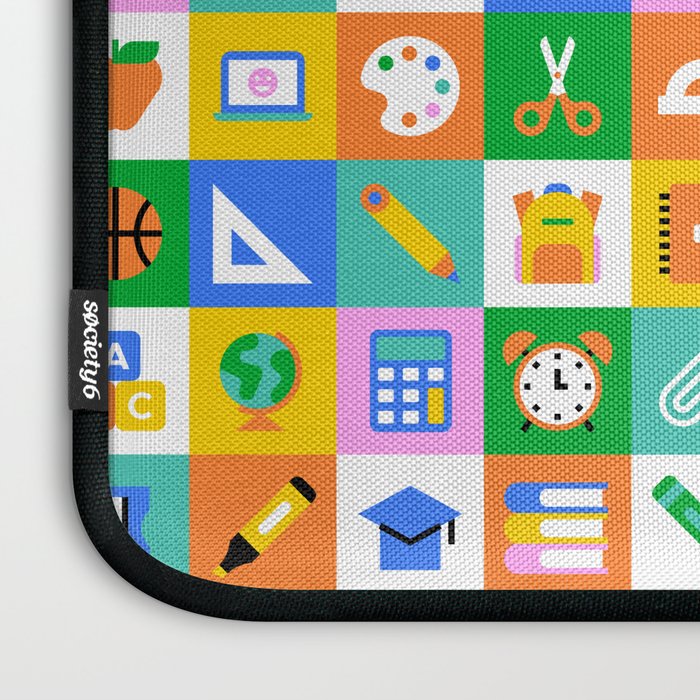 Fun colorful back to school mosaic pattern Laptop Sleeve Gallery Image 3