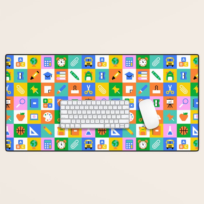 Fun colorful back to school mosaic pattern Desk Mat Gallery Image 1