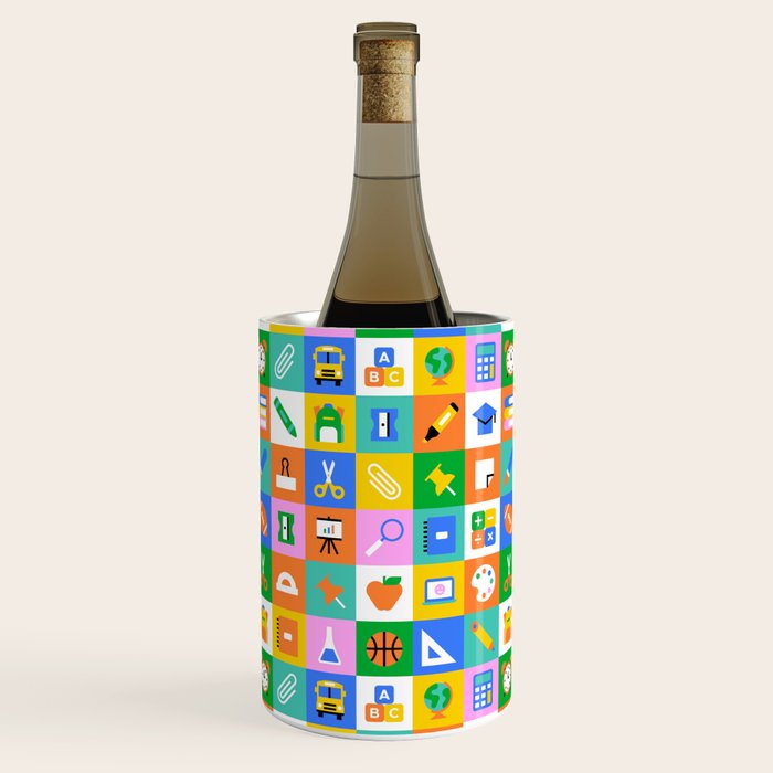 Fun colorful back to school mosaic pattern Wine Chiller Gallery Image 1
