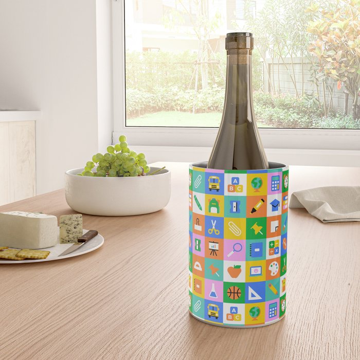 Fun colorful back to school mosaic pattern Wine Chiller Gallery Image 4