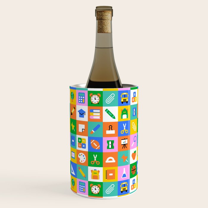 Fun colorful back to school mosaic pattern Wine Chiller Gallery Image 3