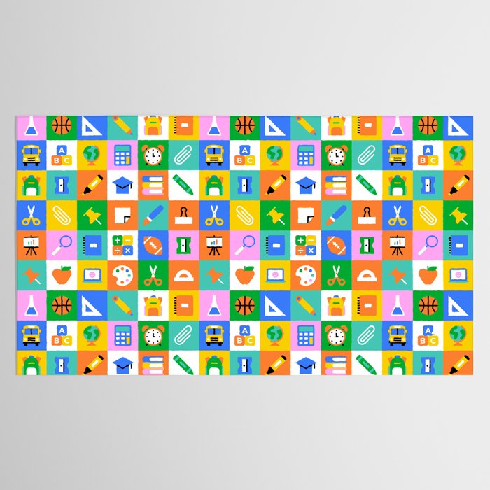 Fun colorful back to school mosaic pattern Tablecloth Gallery Image 2