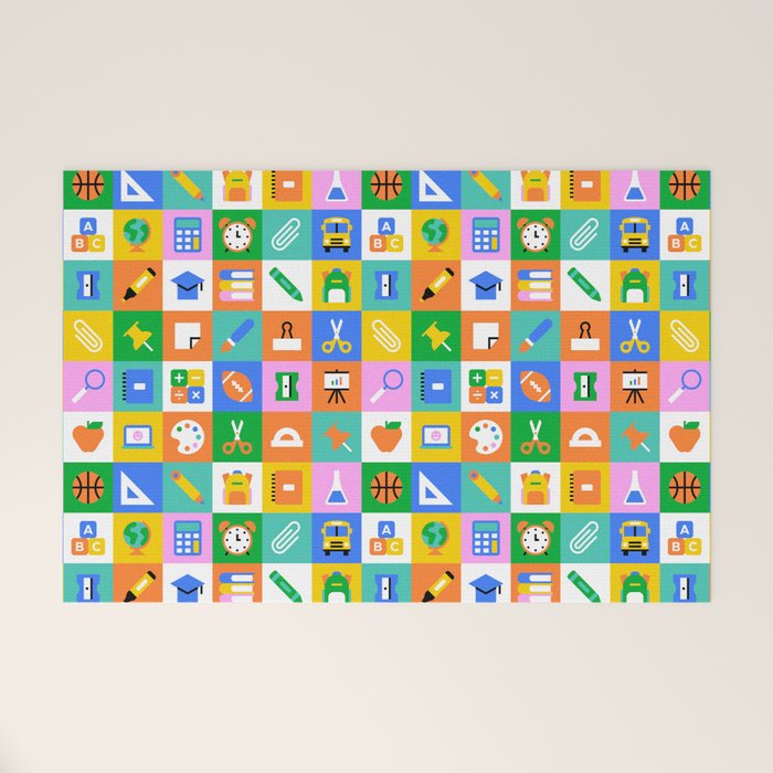 Fun colorful back to school mosaic pattern Welcome Mat Gallery Image 1