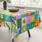 Fun colorful back to school mosaic pattern Tablecloth Gallery Image 3