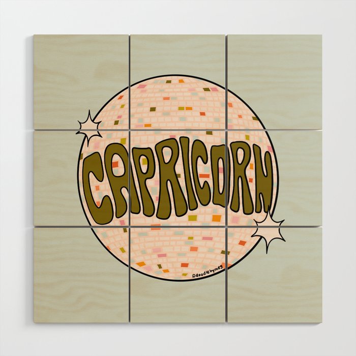 Capricorn Disco Ball Wood Wall Art Gallery Image 1