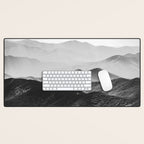 Glimpse - Black and White Mountains Landscape Nature Photography Desk Mat Gallery Image 1