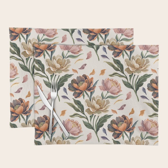 Hand Painted Peony Florals Placemat Gallery Image 1