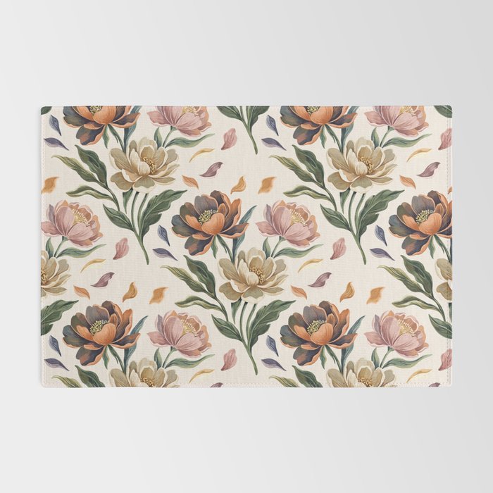 Hand Painted Peony Florals Rug Gallery Image 2