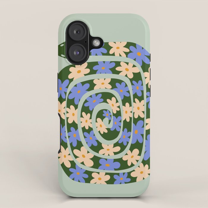 Flower Snake - Green, Blue and Off White iPhone Case Gallery Image 1