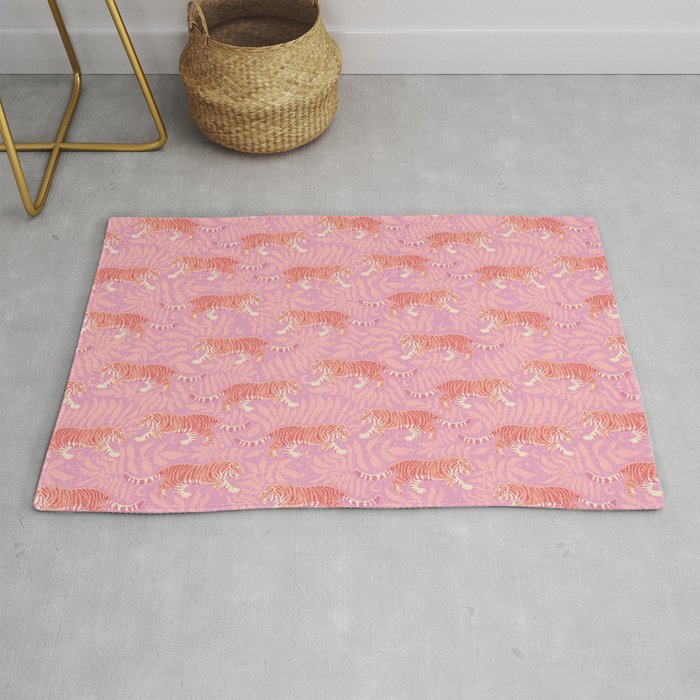 Tigers - pink pastel Rug Gallery Image 1
