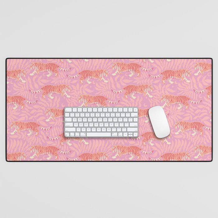 Tigers - pink pastel Desk Mat Gallery Image 1