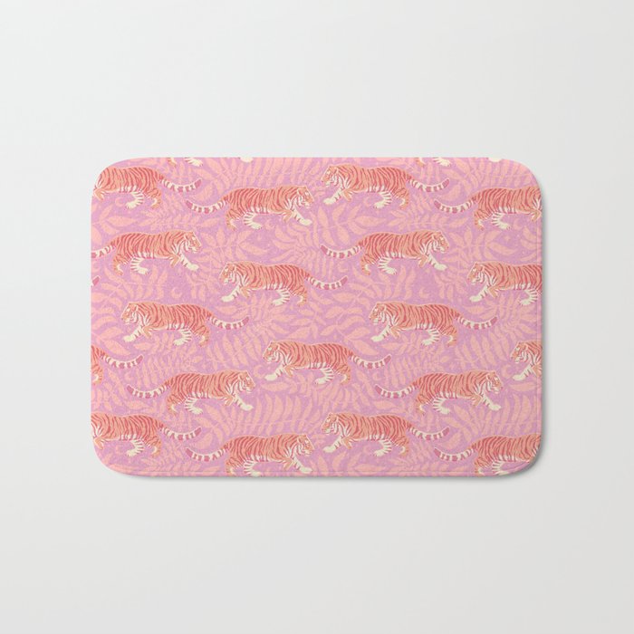 Tigers - pink pastel Bath Mat Gallery Image 1