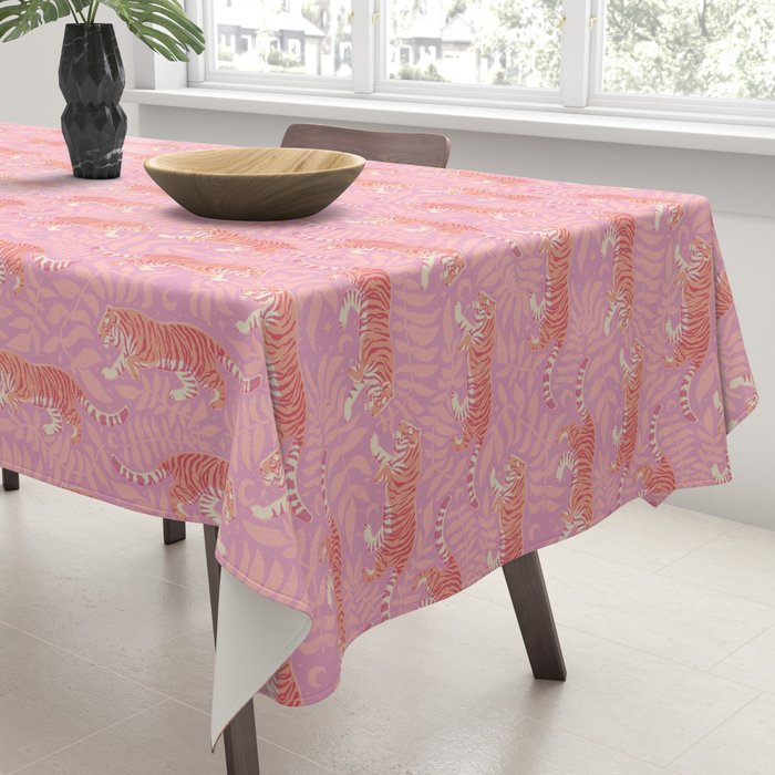 Tigers - pink pastel Tablecloth Gallery Image 3