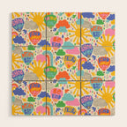 Hot Air Balloons In The Sky - Happy Kids Pattern with Positive Quotes Wood Wall Art Gallery Image 1