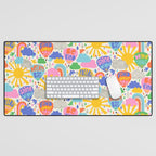 Hot Air Balloons In The Sky - Happy Kids Pattern with Positive Quotes Desk Mat Gallery Image 1