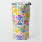 Hot Air Balloons In The Sky - Happy Kids Pattern with Positive Quotes Travel Mug Gallery Image 2