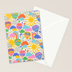 Hot Air Balloons In The Sky - Happy Kids Pattern with Positive Quotes Stationery Card Gallery Image 2