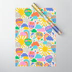 Hot Air Balloons In The Sky - Happy Kids Pattern with Positive Quotes Wrapping Paper Gallery Image 1