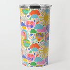 Hot Air Balloons In The Sky - Happy Kids Pattern with Positive Quotes Travel Mug Gallery Image 1