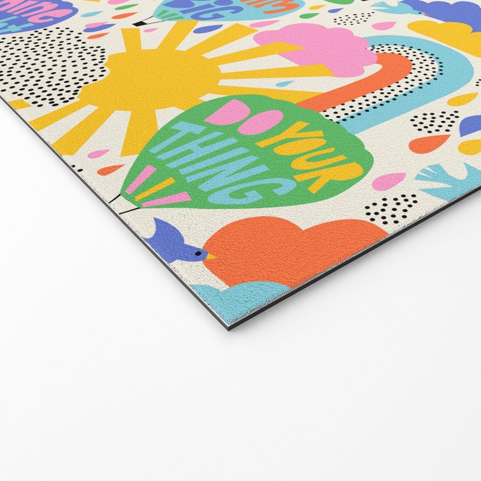 Hot Air Balloons In The Sky - Happy Kids Pattern with Positive Quotes Welcome Mat Gallery Image 2