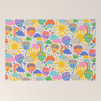 Hot Air Balloons In The Sky - Happy Kids Pattern with Positive Quotes Welcome Mat Gallery Image 2