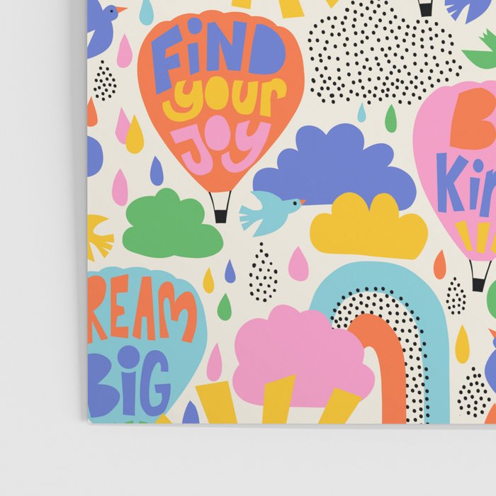 Hot Air Balloons In The Sky - Happy Kids Pattern with Positive Quotes Poster Gallery Image 3