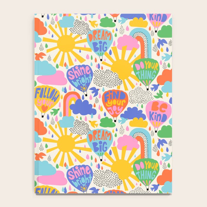Hot Air Balloons In The Sky - Happy Kids Pattern with Positive Quotes Notebook Gallery Image 4