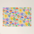 Hot Air Balloons In The Sky - Happy Kids Pattern with Positive Quotes Welcome Mat Gallery Image 1