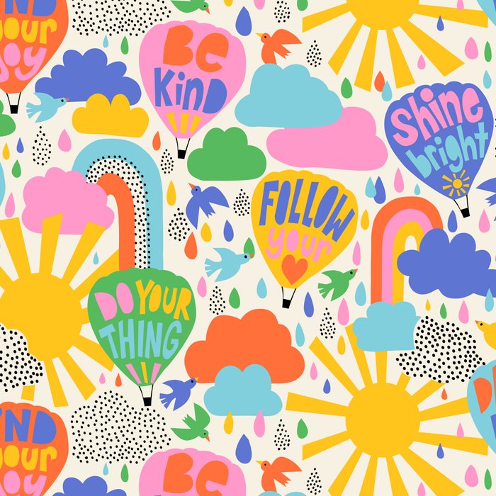 Hot Air Balloons In The Sky - Happy Kids Pattern with Positive Quotes Coffee Mug Gallery Image 2