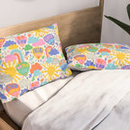 Hot Air Balloons In The Sky - Happy Kids Pattern with Positive Quotes Pillow Sham Gallery Image 2