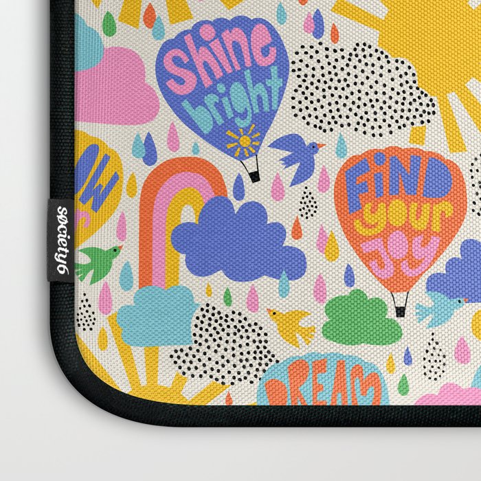Hot Air Balloons In The Sky - Happy Kids Pattern with Positive Quotes Laptop Sleeve Gallery Image 3