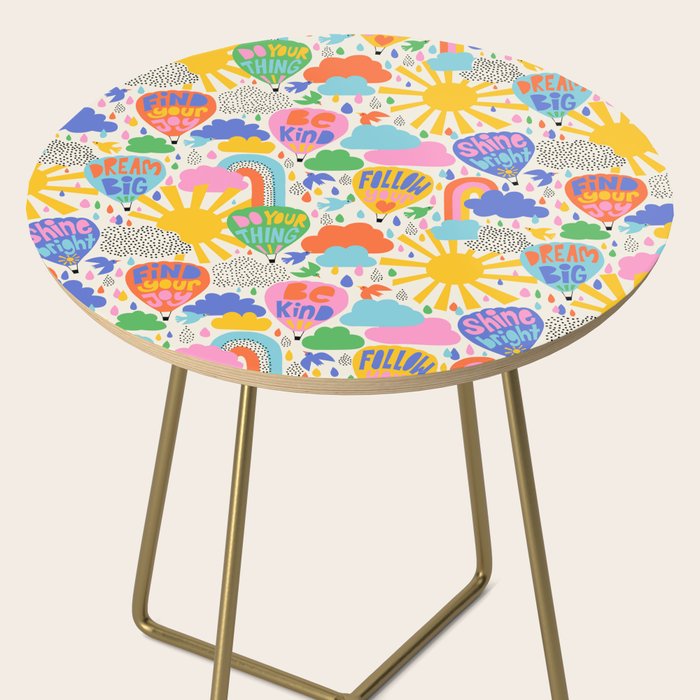 Hot Air Balloons In The Sky - Happy Kids Pattern with Positive Quotes Side Table Gallery Image 2