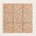 A breath of fresh air - A seamless floral pattern in pinks and reds Wood Wall Art Gallery Image 1