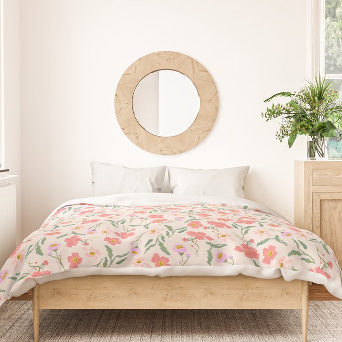 A breath of fresh air - A seamless floral pattern in pinks and reds Duvet Cover Gallery Image 3