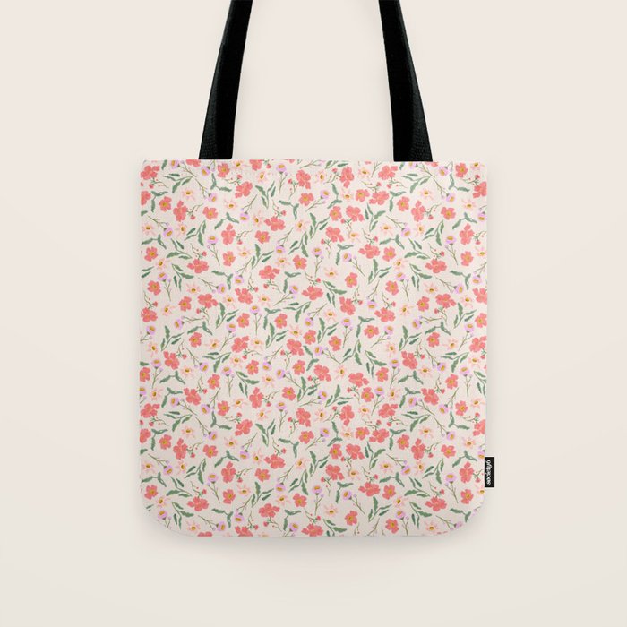 A breath of fresh air - A seamless floral pattern in pinks and reds Tote Bag Gallery Image 1