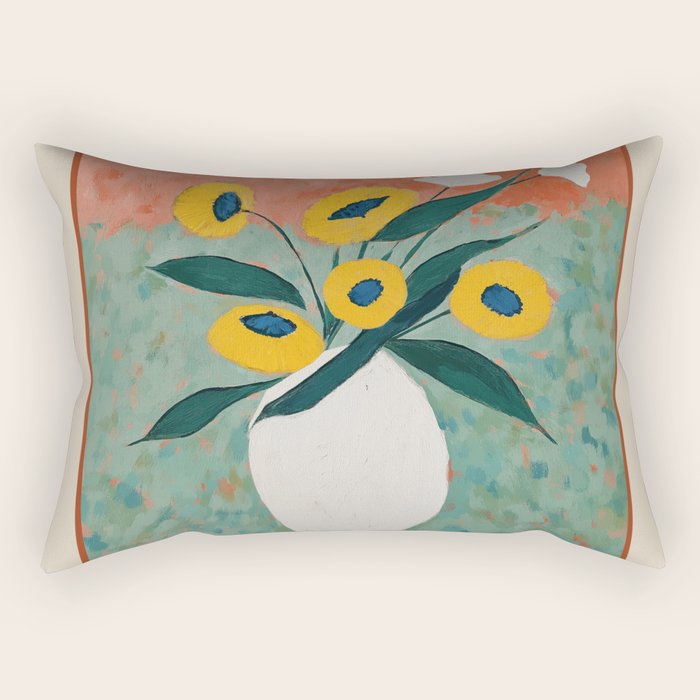 Bold Sunflower Still Life Rectangular Pillow Gallery Image 2