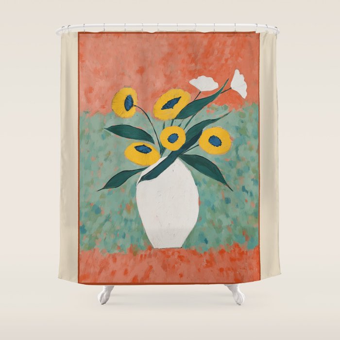 Bold Sunflower Still Life Shower Curtain Gallery Image 1
