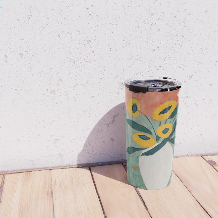 Bold Sunflower Still Life Travel Mug Gallery Image 4