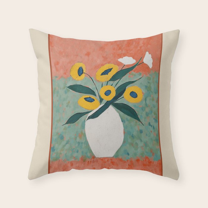 Bold Sunflower Still Life Throw Pillow Gallery Image 6