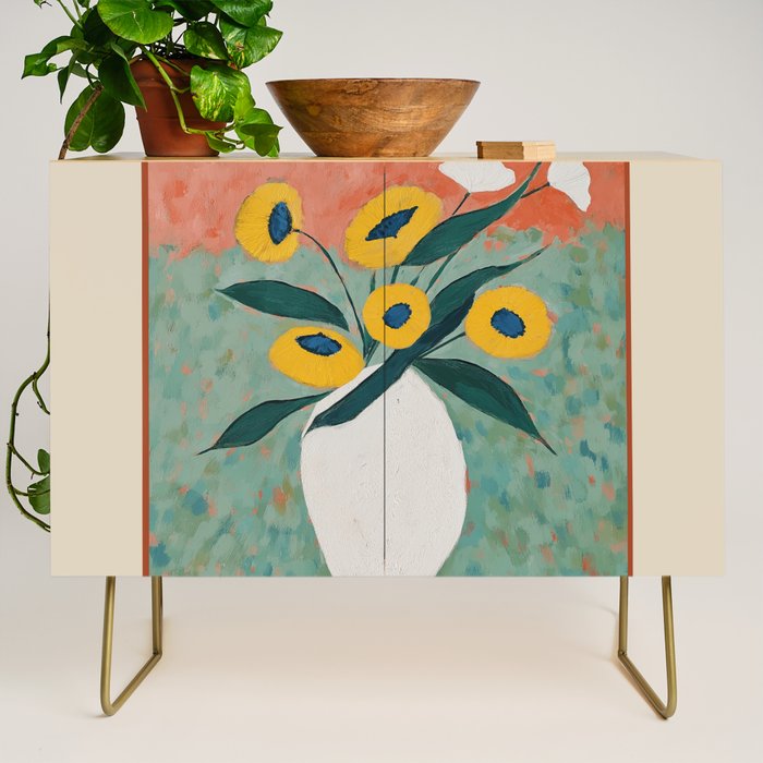 Bold Sunflower Still Life Credenza Gallery Image 1
