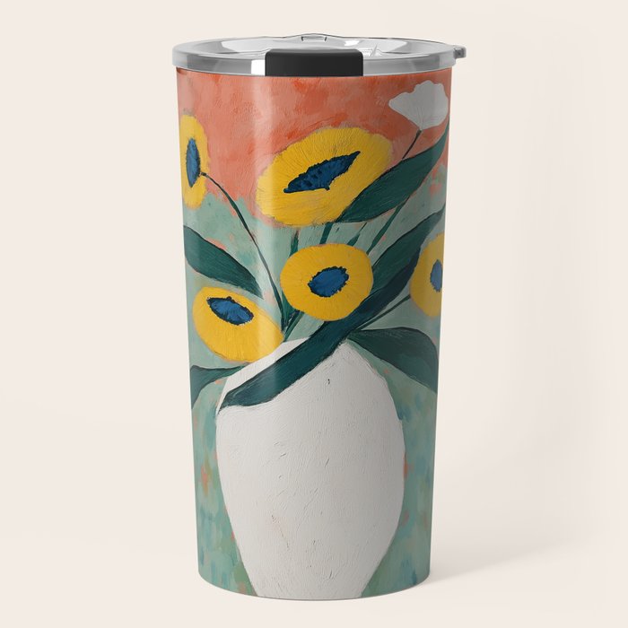 Bold Sunflower Still Life Travel Mug Gallery Image 1